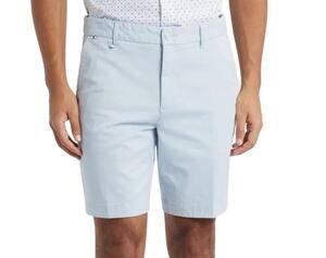 BOSS Slice Stretch Cotton Shorts in Light Blue Slim Fit 10” inseam Size 38/EU54